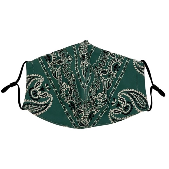 TORY BURCH • Green Bandana Face Mask Covering - Picture 4 of 5